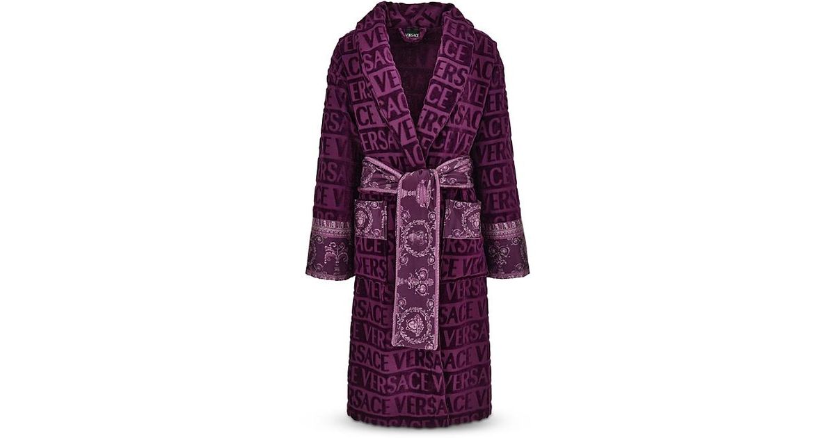 Versace Robe Designs Versace I Heart Baroque Cotton Terry Robe in Purple | Lyst