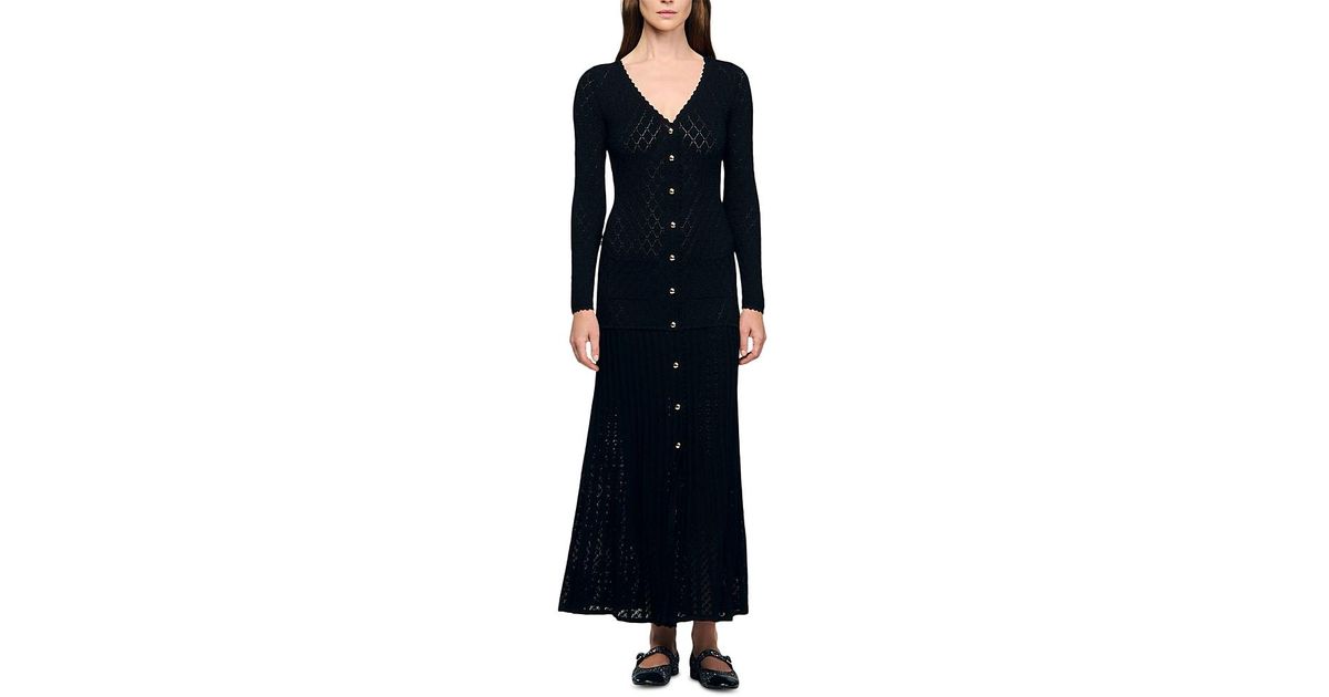 Sandro Long Sleeve Maxi Dress in Black | Lyst