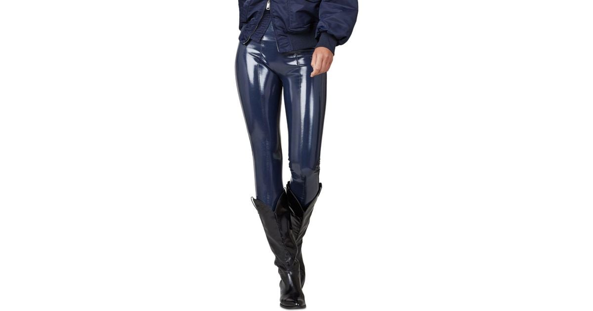 Spanx Faux Patent Leather Leggings in Blue | Lyst
