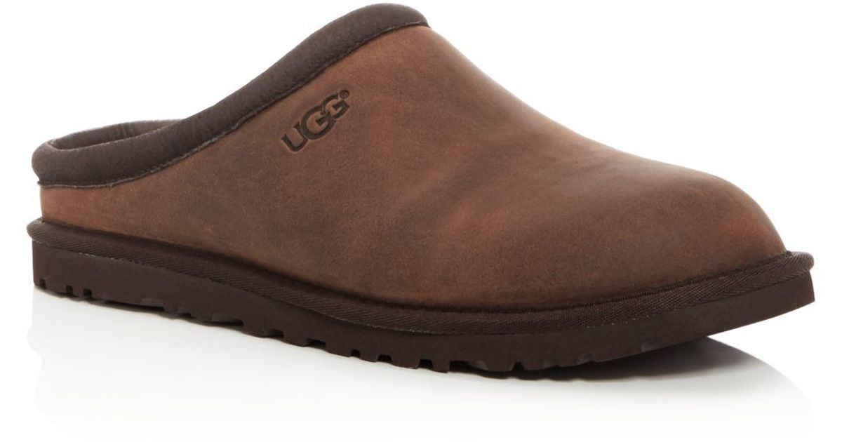 UGG Leather Classic Clog Slippers in Dark Brown (Brown) for Men - Lyst