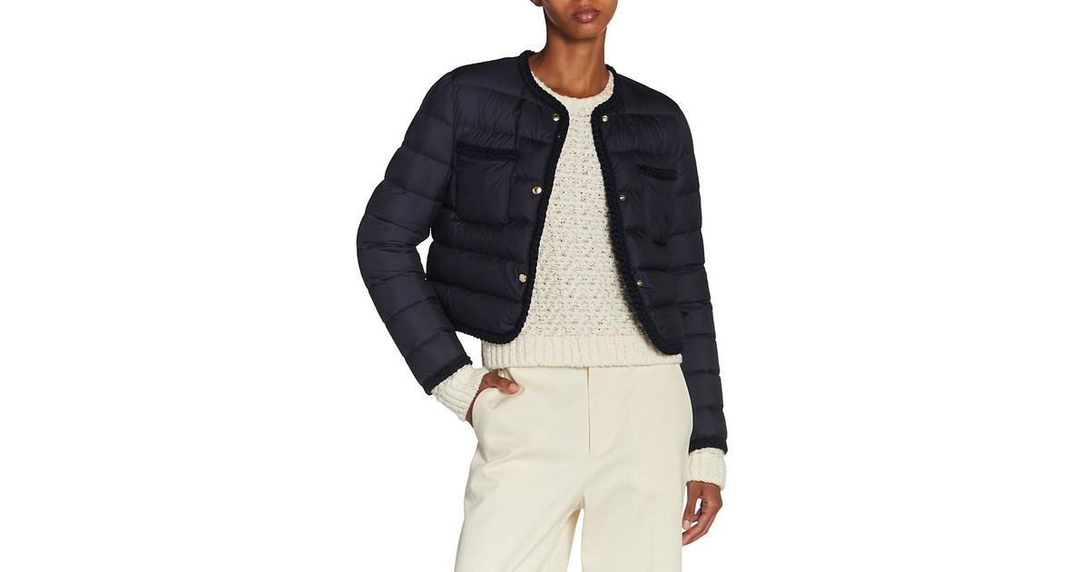 Moncler Gencay Braided Trim Quilted Jacket in Blue | Lyst