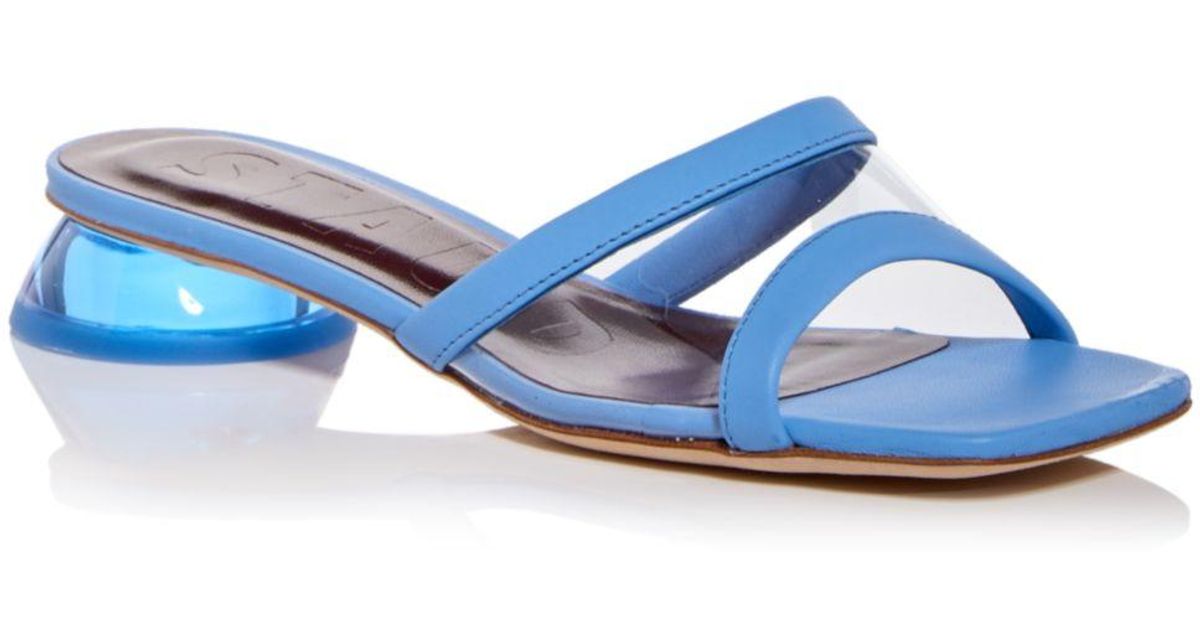 STAUD Leather Simone Slip On Sandals in Azure (Blue) | Lyst