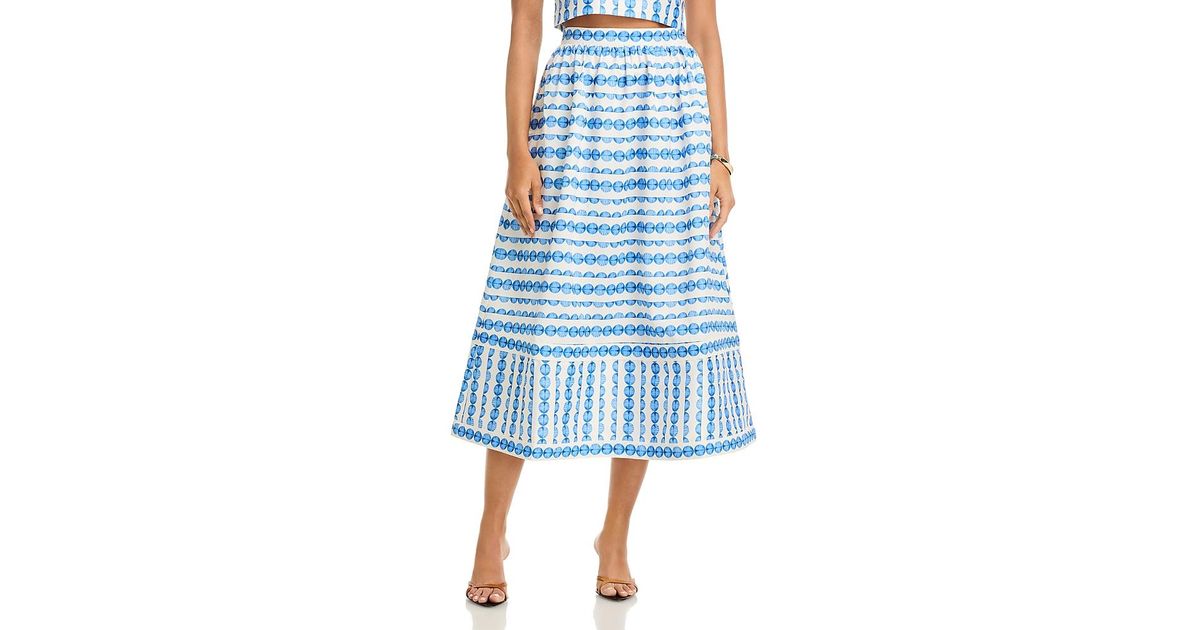 french-connection-structured-taffeta-midi-skirt-in-blue-lyst