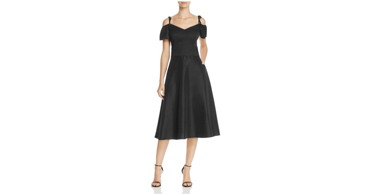 cold shoulder tea length dress