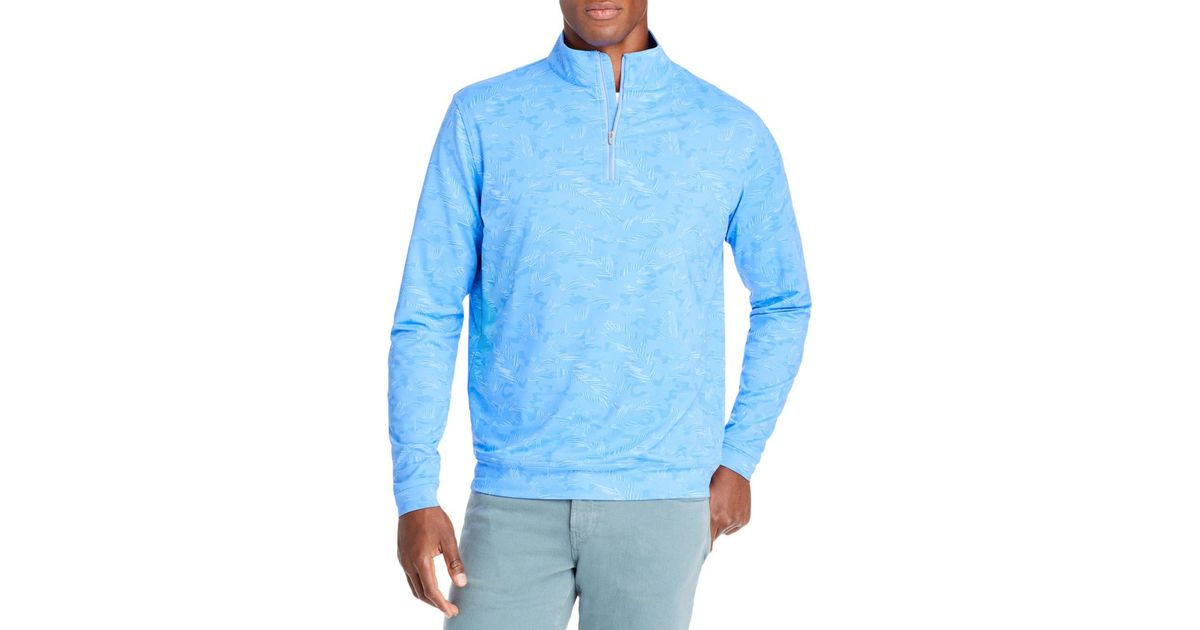 Peter Millar Synthetic Perth Tropical Camo Quarter Zip Performance Pullover in Blue for Men - Lyst