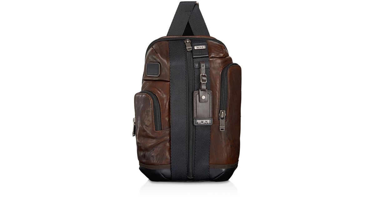 tumi leather sling bag