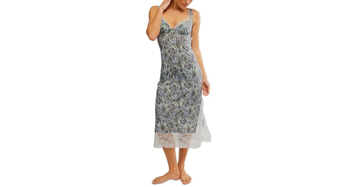 Free People Party Crasher Midi Slip in Gray | Lyst