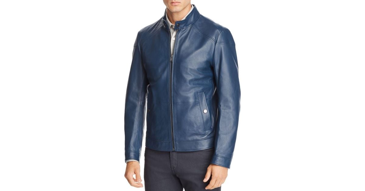 hugo boss blue leather jacket OFF 58 