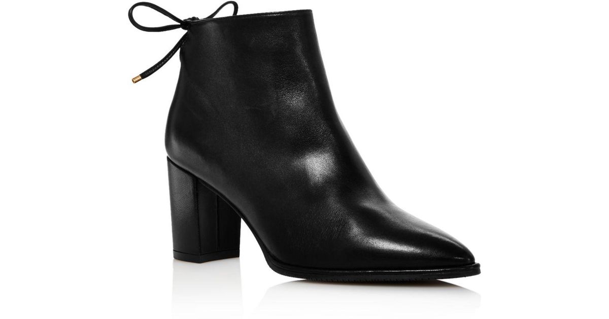 Stuart Weitzman Leather Gardiner Ankle Boots in Black Leather (Black ...
