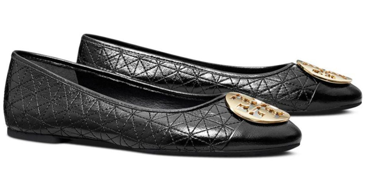 Tory Burch Claire Quilted Slip On Ballet Flats in Black Lyst