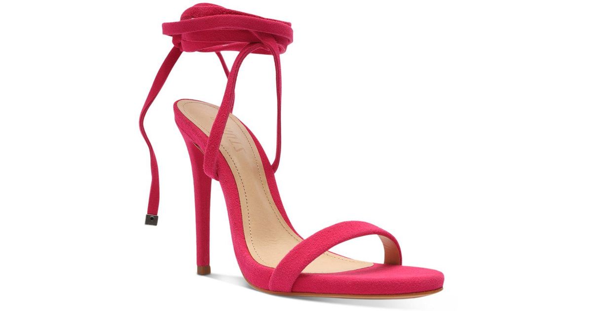 Schutz Suede Cloe Ankle Tie High Heel Sandals in Hot Pink (Pink) - Lyst