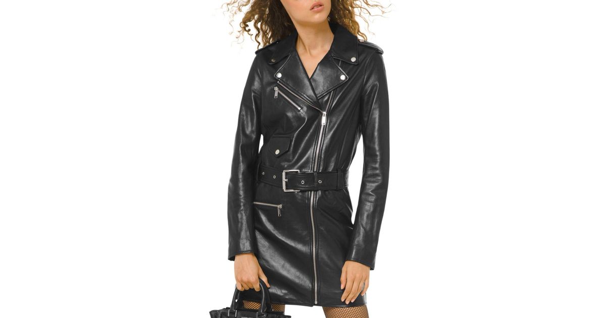 Michael Kors Leather Moto Dress in Black | Lyst Canada