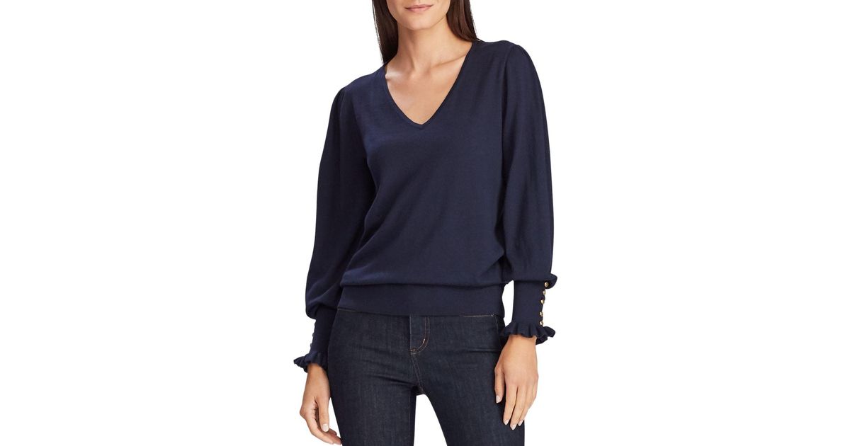 ralph lauren button cuff sweater