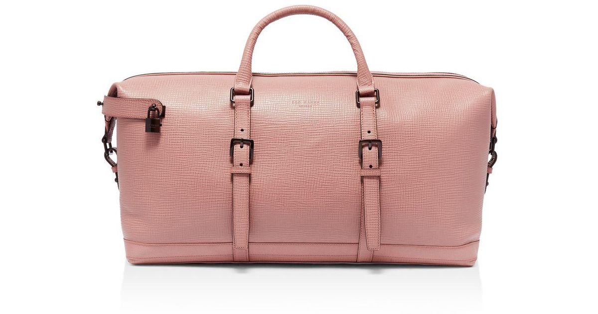 pink leather holdall