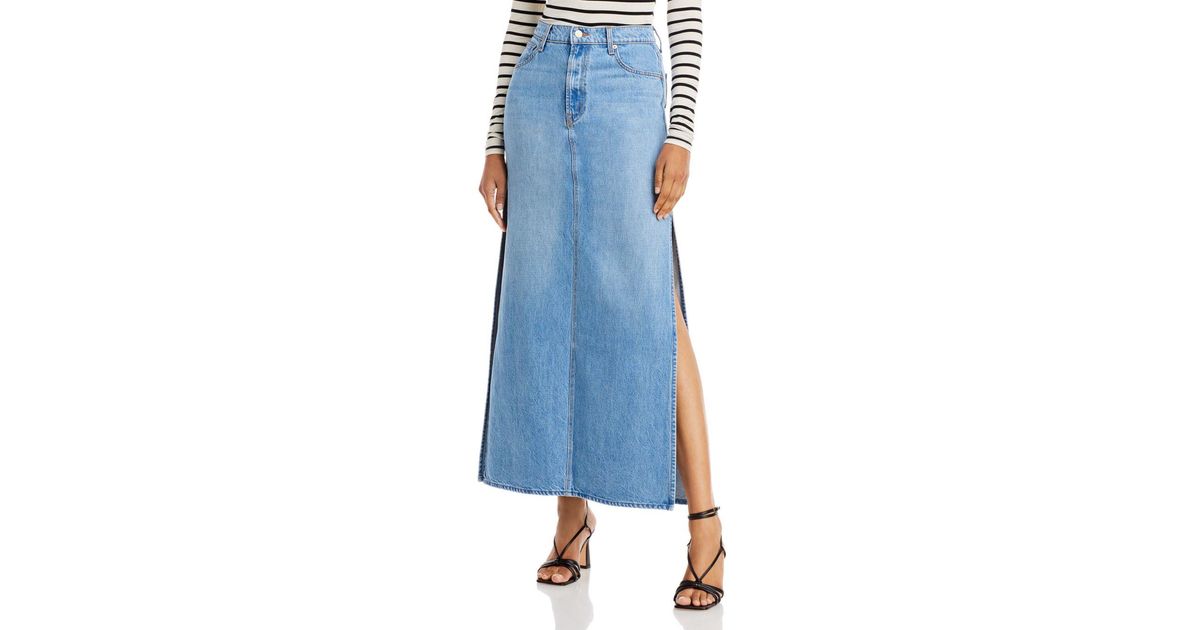 Mother The Fun Dip Denim Maxi Skirt in Blue Lyst