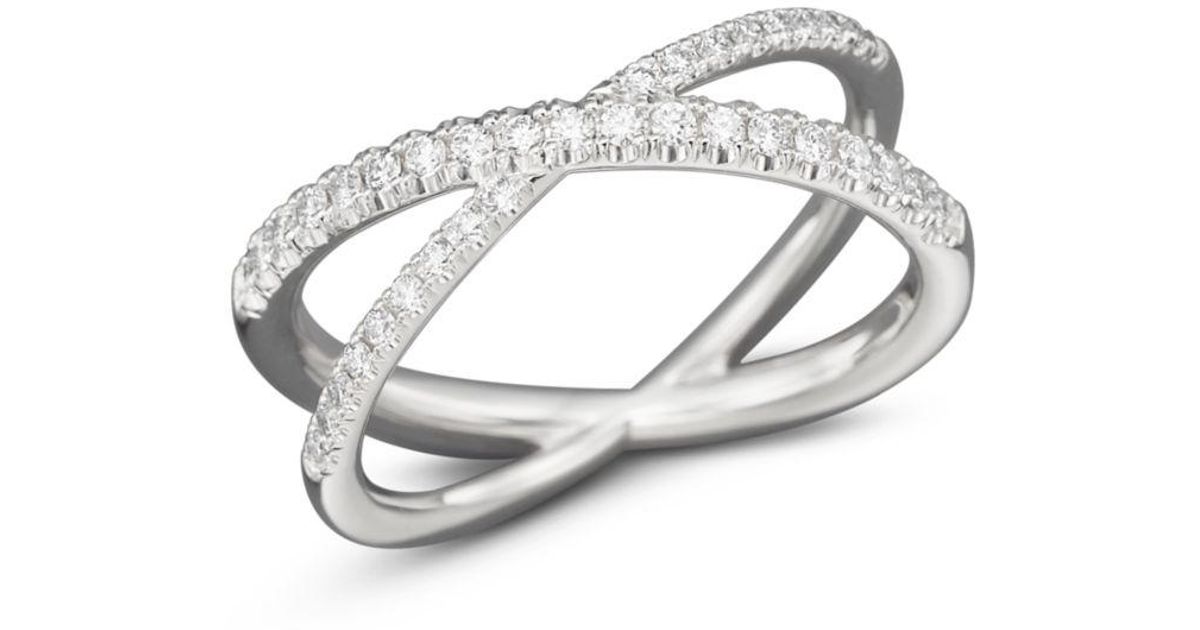 Roberto Coin 18k White Gold Diamond Crossover "x" Ring | Lyst