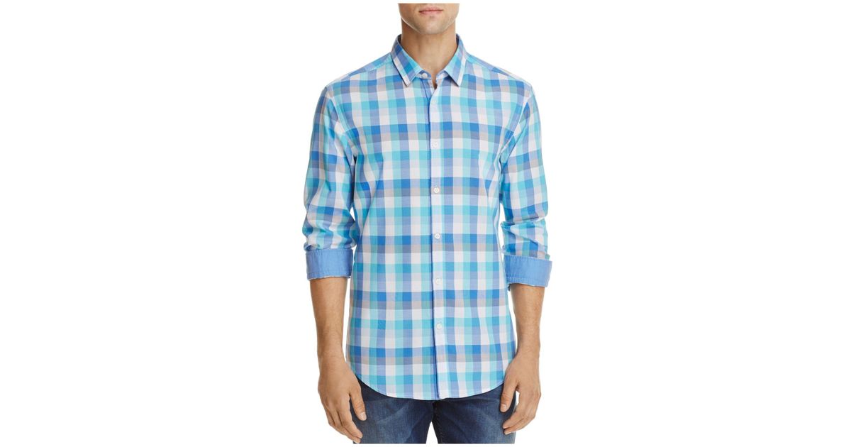 BOSS Green C Bence Plaid Regular Fit Button-down Shirt in Blue for Men -  Lyst
