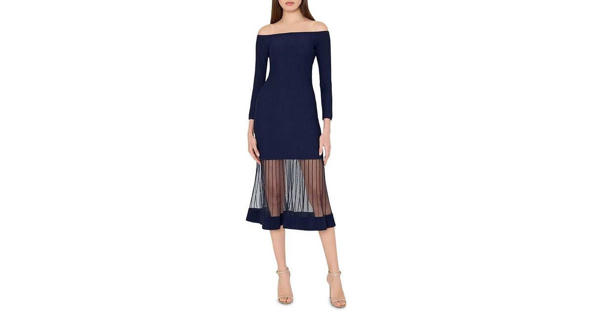 milly off the shoulder dress Milly Maven Ruffle Midi Dress