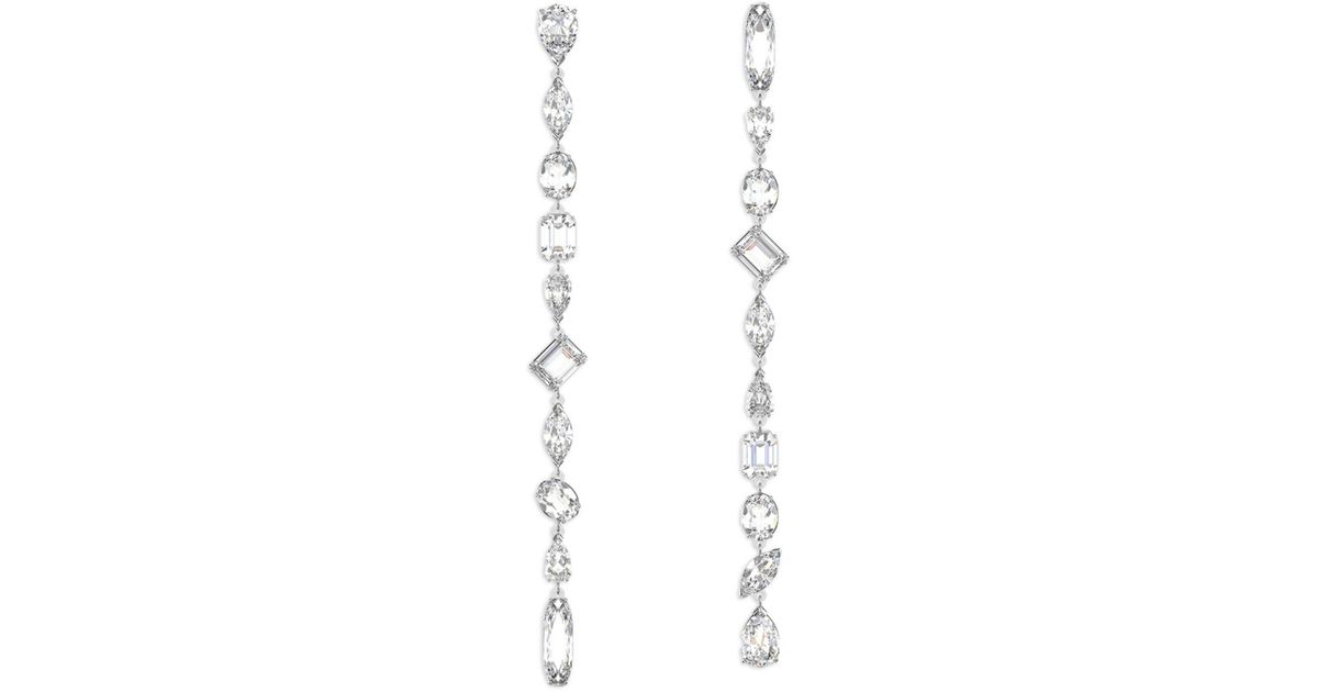 Swarovski Gema Crystal Linear Drop Earrings in White | Lyst