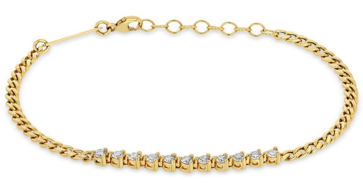 Zoe Chicco Zoe Chicco 14k Yellow Gold Tennis Diamond Curb Link Bracelet ...