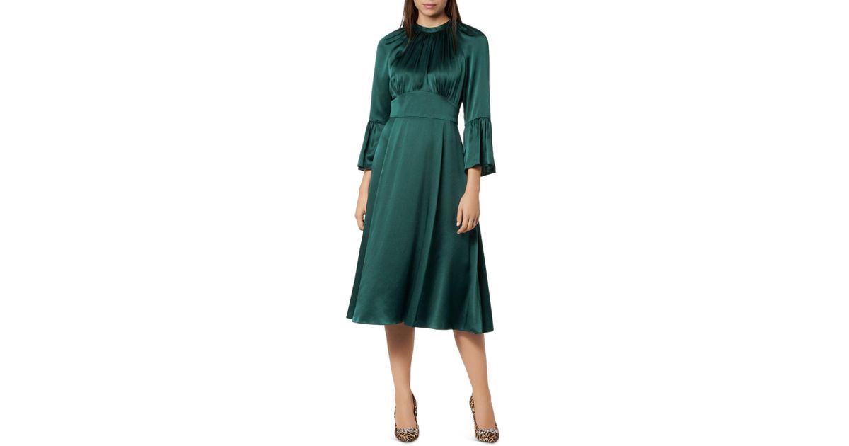 lk bennett green silk dress