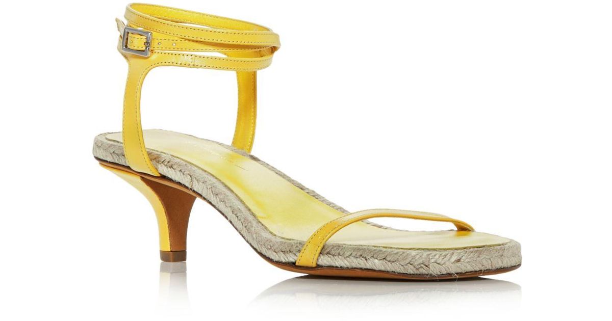 yellow kitten heel sandals