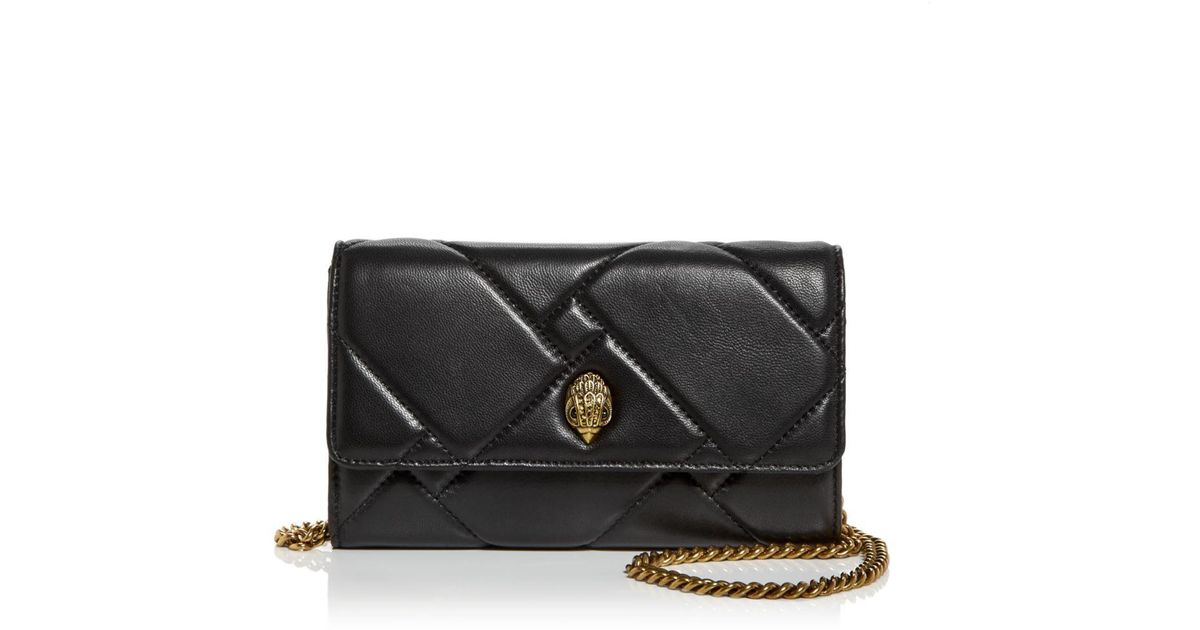 Kurt Geiger Kensington Quilted Leather Chain Wallet in Black | Lyst