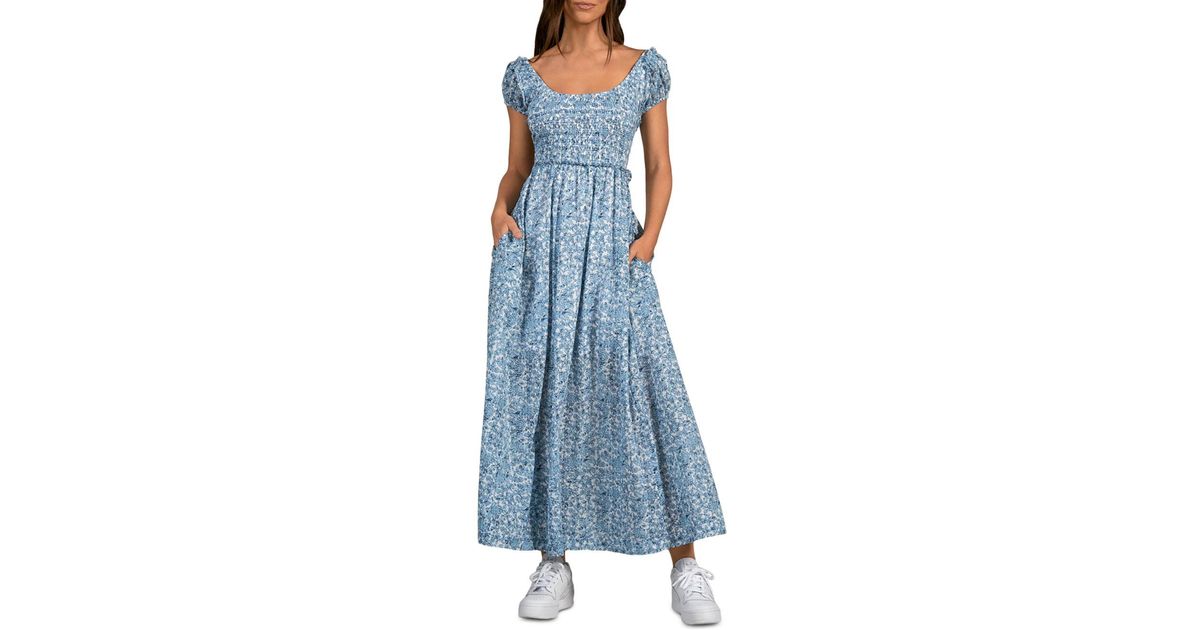 Elan Smocked Maxi Dress in Blue | Lyst