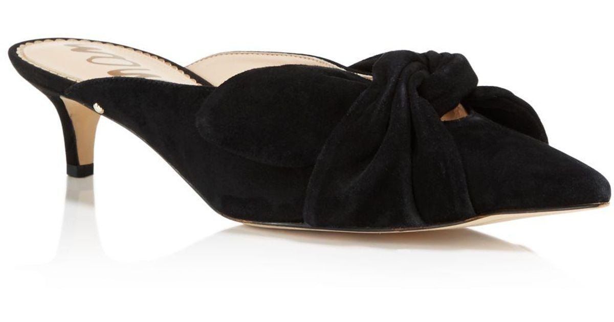 Sam Edelman Women's Laney Suede Kitten Heel Mules in Black | Lyst