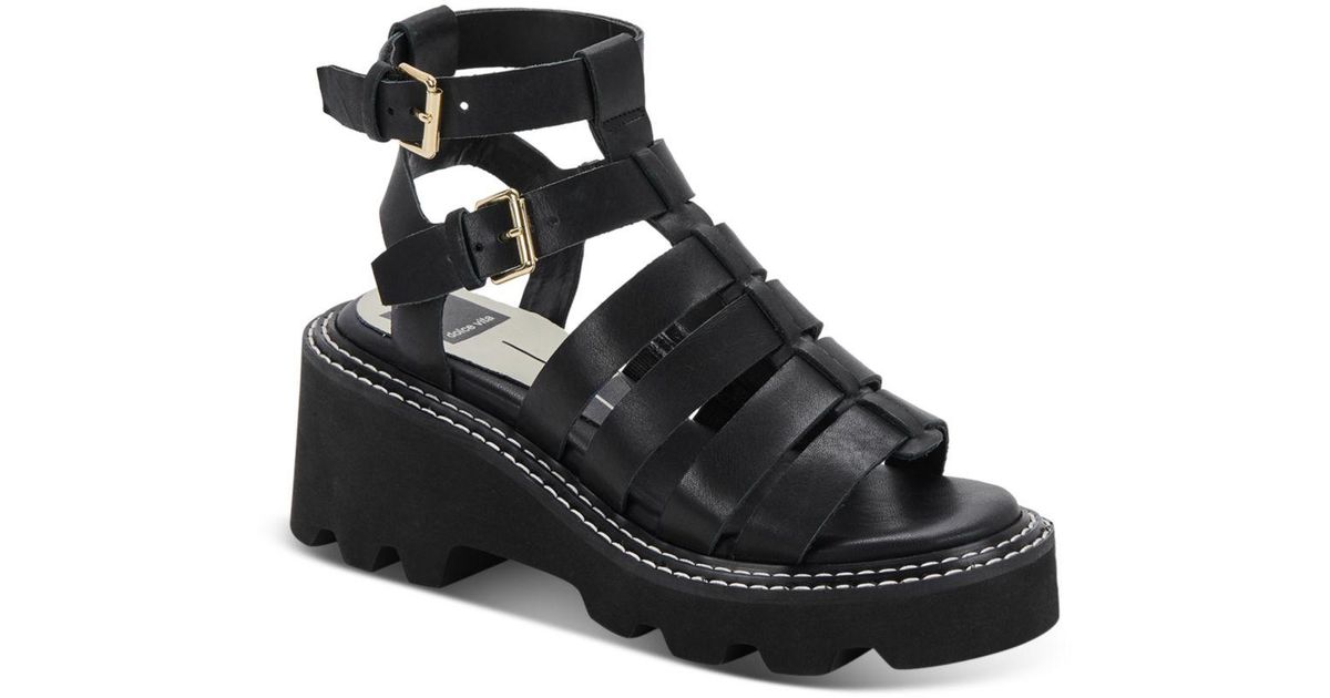 Dolce Vita Leather Dolve Vita Galore Gladiator Sandals in Black Leather ...