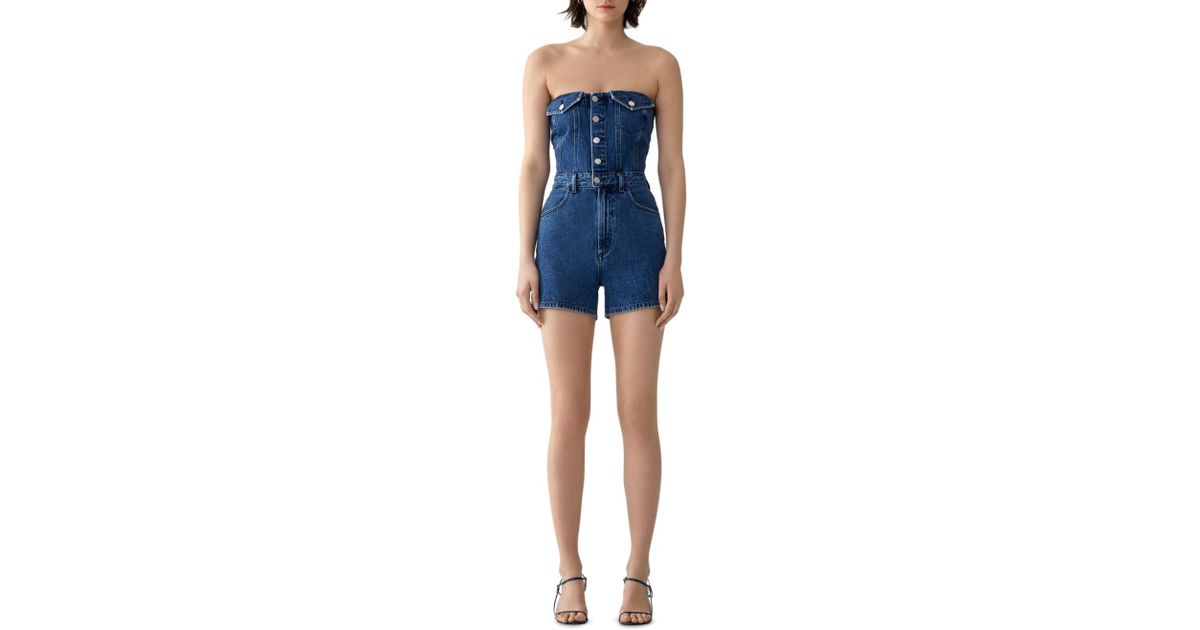 strapless jean romper