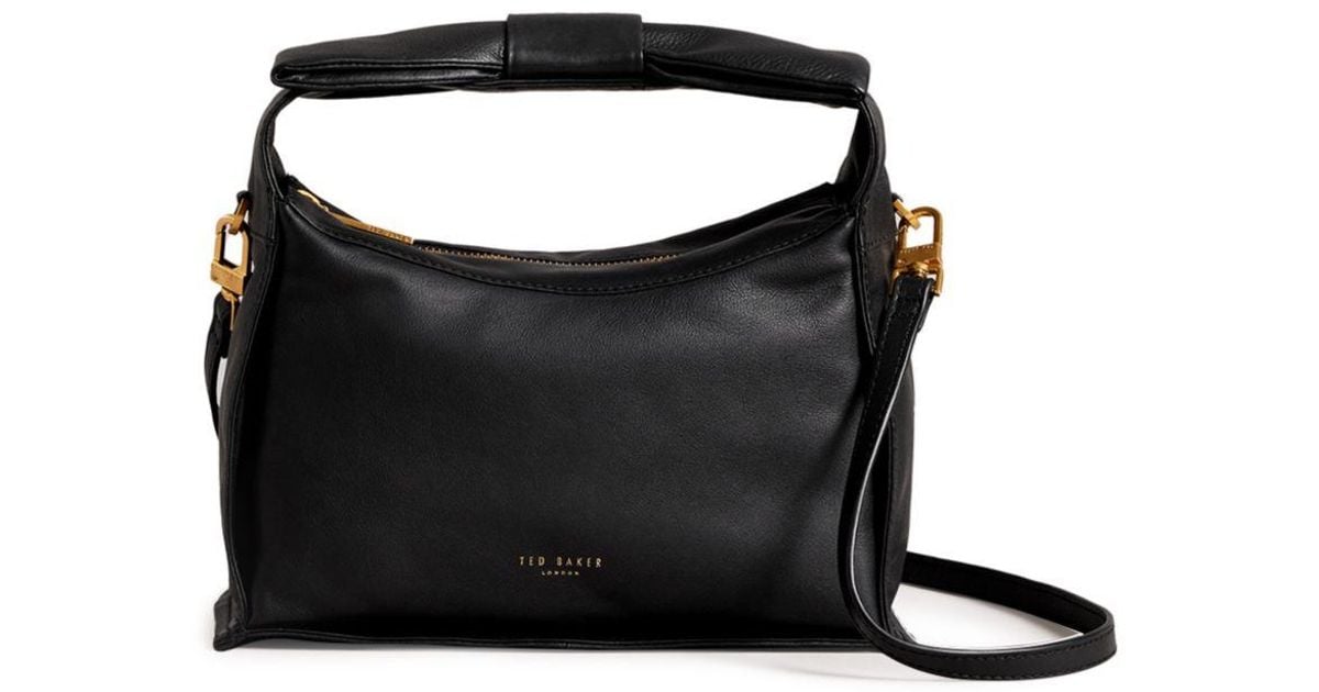 Ted Baker Niasin Bow Detail Small Leather Crossbody Bag in Black | Lyst