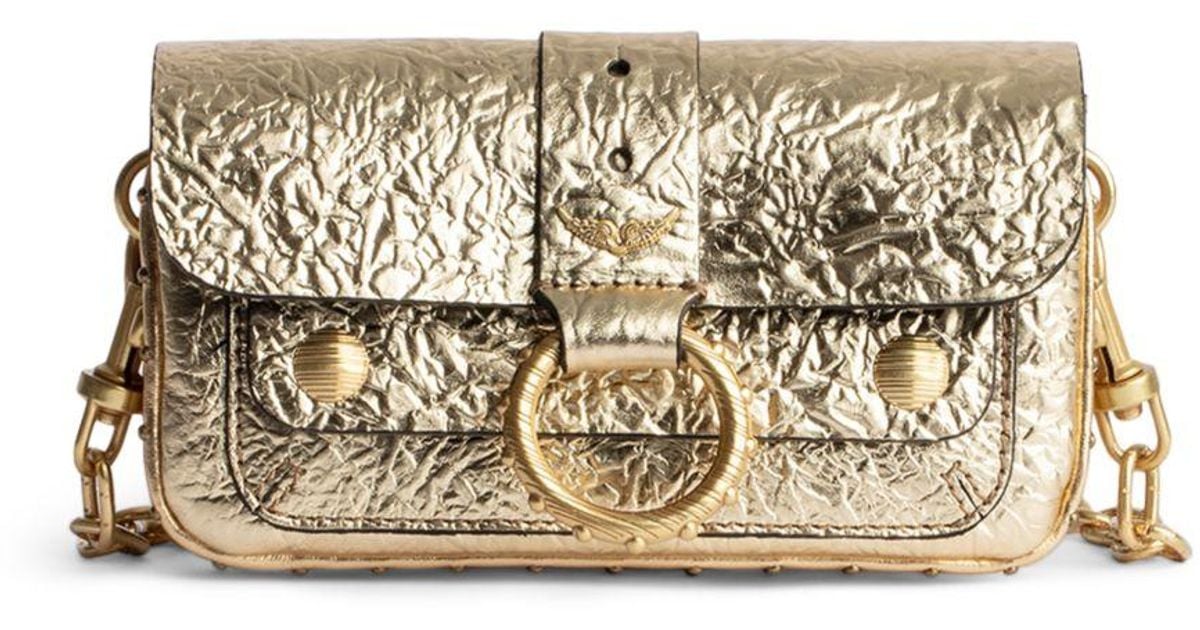 Zadig & Voltaire Kate Wrinkled Metallic Leather Wallet On A Chain Lyst