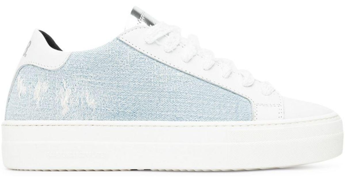 P448 Thea Lace & Leather Sneakers in Denim (White) | Lyst UK