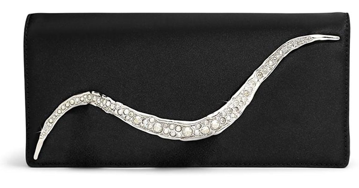 Alexis Crystal Curve Side Handle Clutch in Black | Lyst