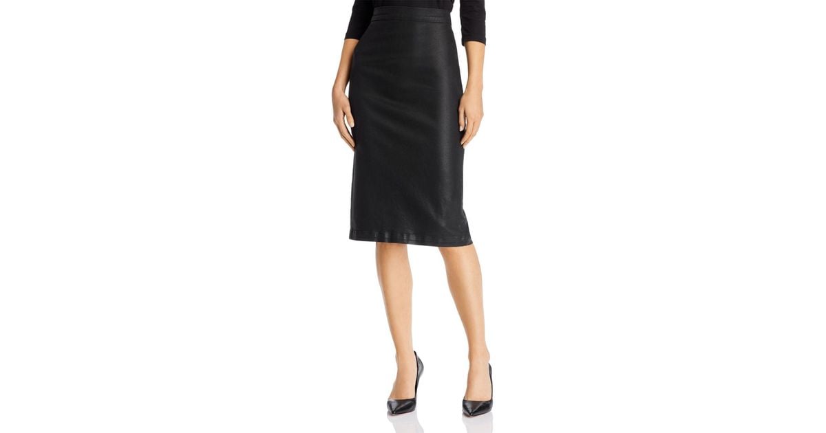 black coated denim pencil skirt