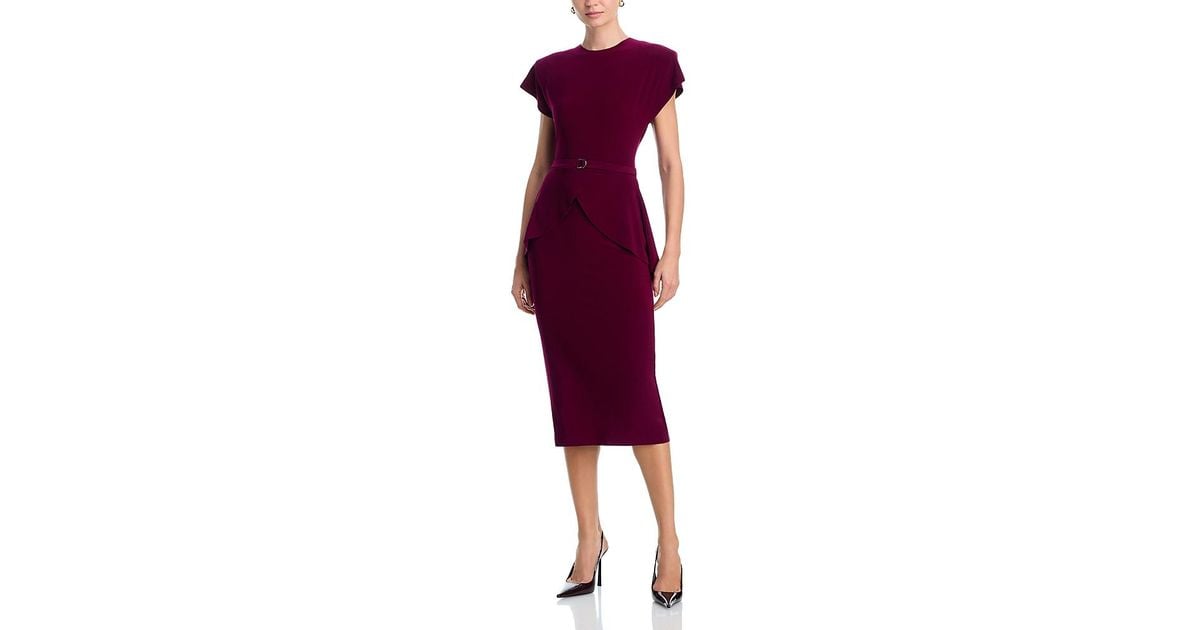 Norma Kamali Peplum Cap Sleeve Dress in Red | Lyst