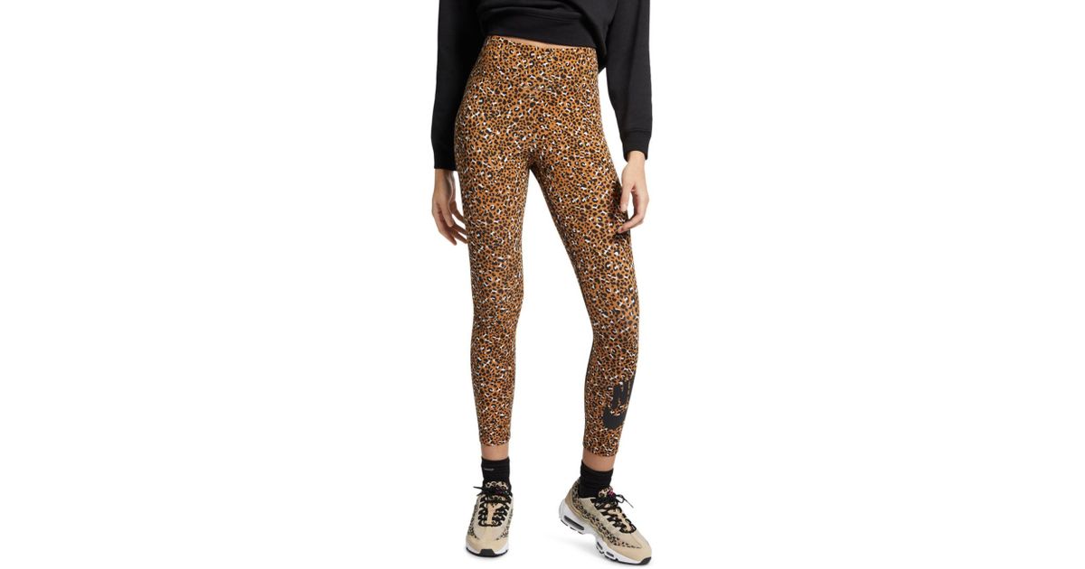 nike leopard leggings black