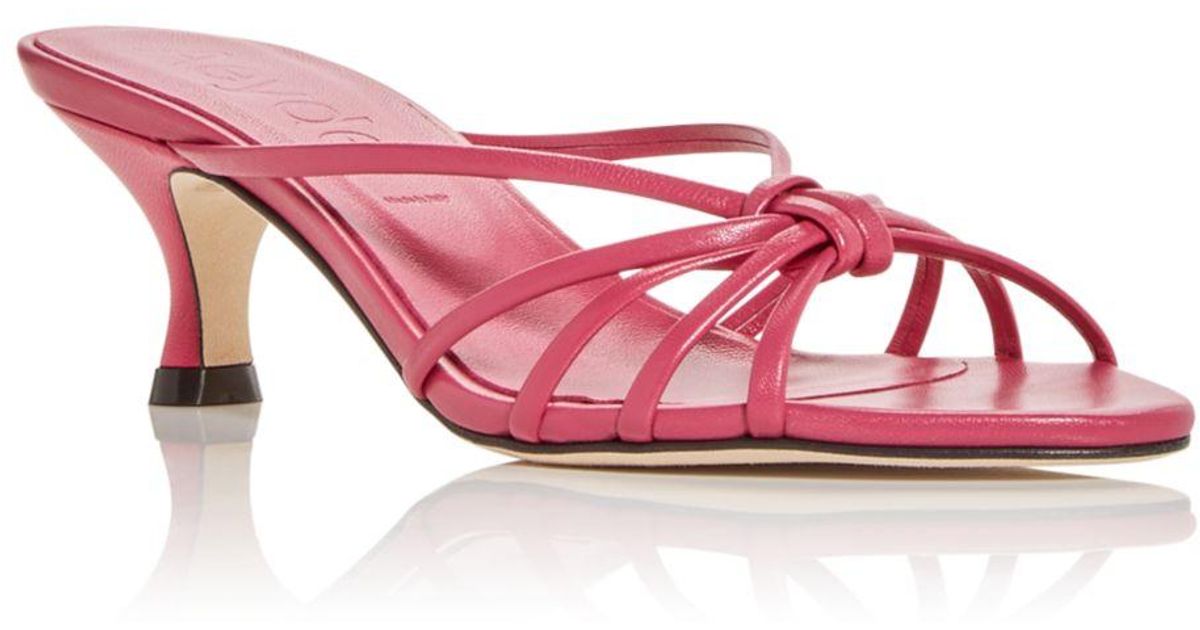 Aeyde Leather Olga Kitten Heel Slide Sandals in Raspberry (Pink) Lyst UK