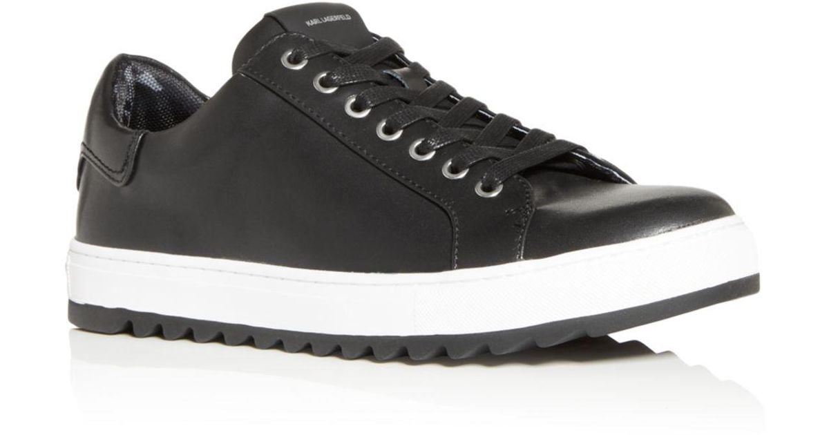 Karl Lagerfeld Karl Lagerfeld Leather Low Top Sneakers in Black for Men
