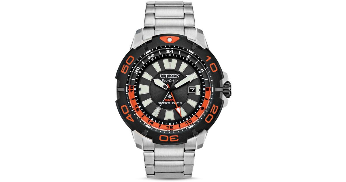 Citizen Eco - Drive Promaster Gmt Diver Watch in Silver/Orange (Metallic) for Men | Lyst