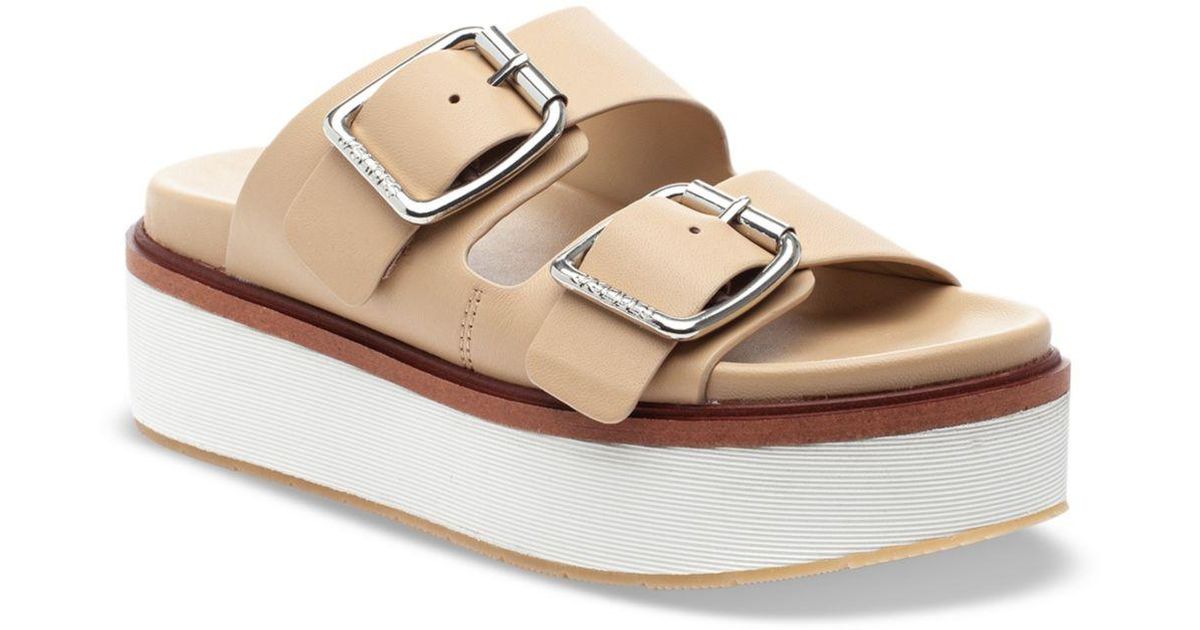J/Slides Bowie Double Buckle Leather Platform Slide Sandals Lyst