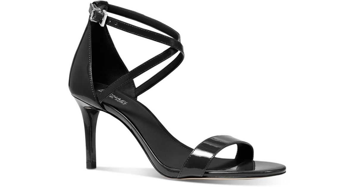 MICHAEL Michael Kors Leather Ava Mid Sandal in Black - Lyst