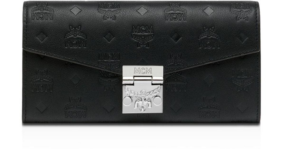 MCM Patricia Monogram Leather Chain Wallet in Black Lyst