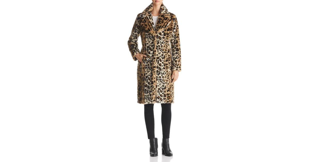 Kendall + Kylie Kendall And Kylie Leopard Print Faux Fur Coat in Natural |  Lyst