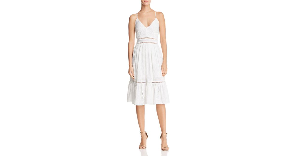 white eyelet midi dress