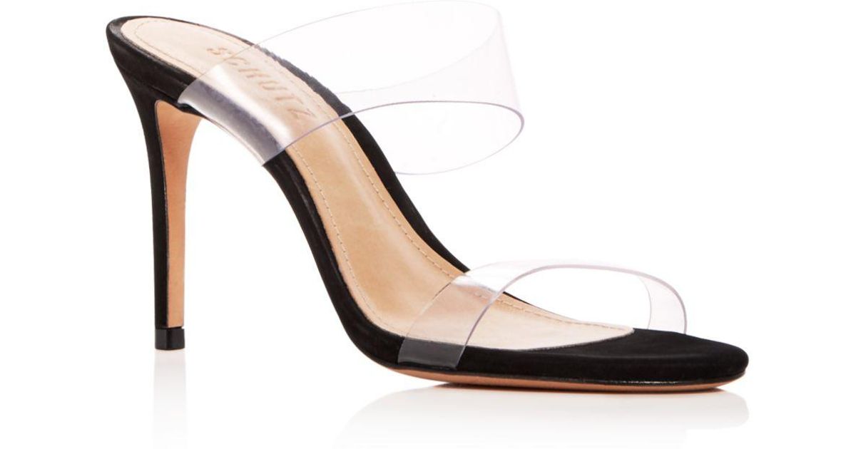 black sandals with clear strap