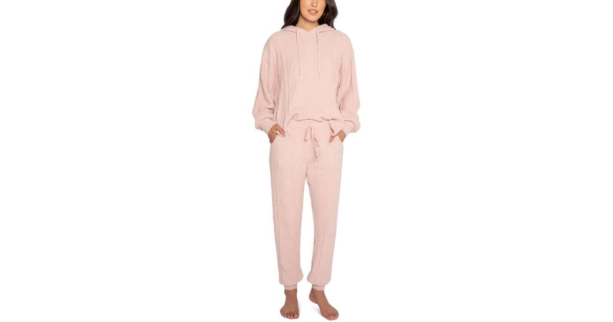 Pj Salvage Long Sleeve Cable Knit Sweater Pajama Set in Pink Lyst