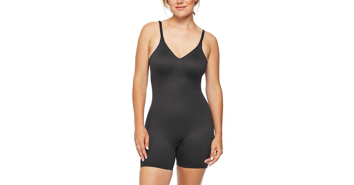 Tc Fine Intimates Dress Rehearsal Low Back Mid Thigh Bodysuit in Black ...