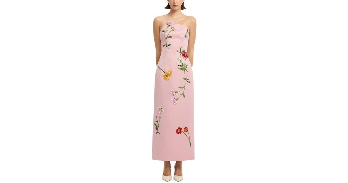 LEO LIN Ava Embroidered Floral Maxi Dress Exclusive in Pink | Lyst